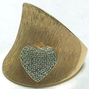 14K Plated Sterling Diamond Heart Ring. 8